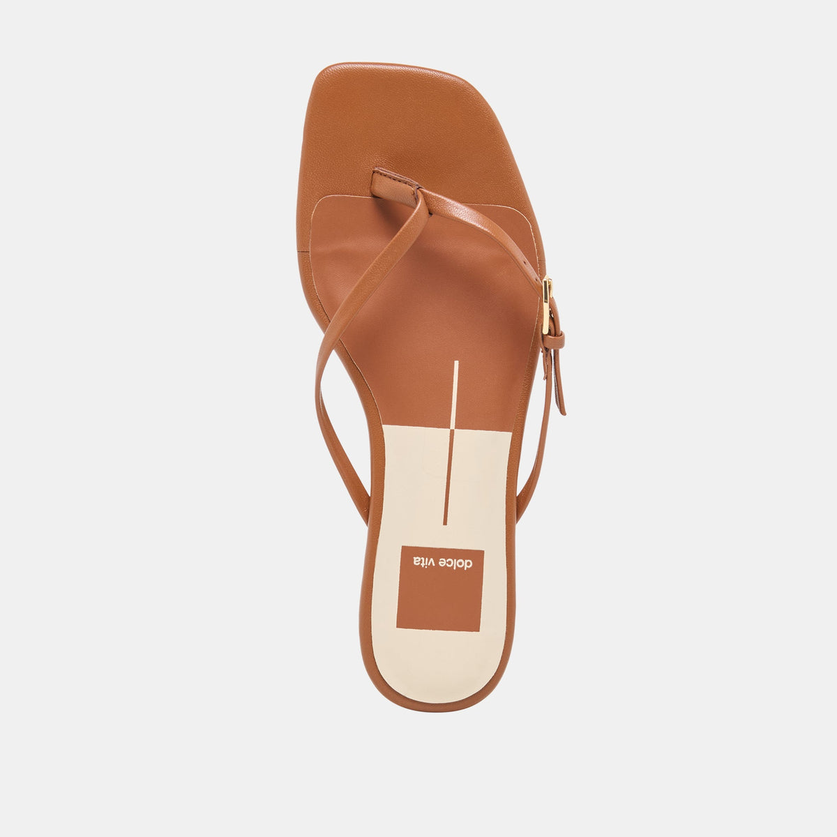 MALTA Cognac Leather Buckle Flip-Flop Sandals | Dolce Vita