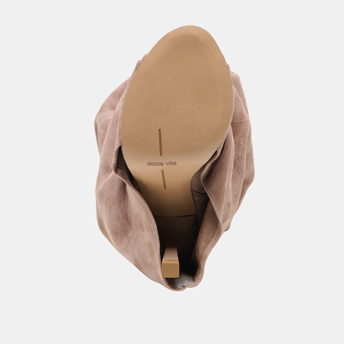 CLYFF Taupe Suede Slouch Foldover Open-Toe Boots | Dolce Vita