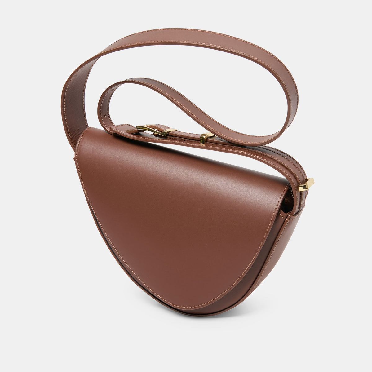 Sabine Brown Leather Shoulder Bag | Dolce Vita