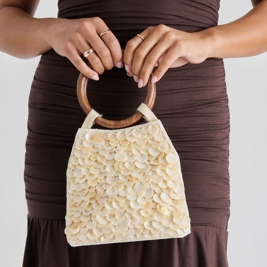 Allegra Natural Sequin Handbag | Dolce Vita