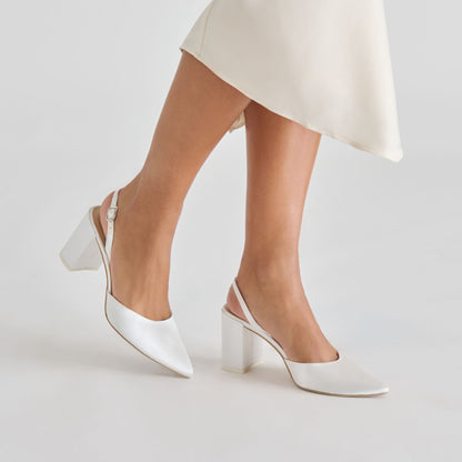 Carel True White Satin High Heels | Dolce Vita