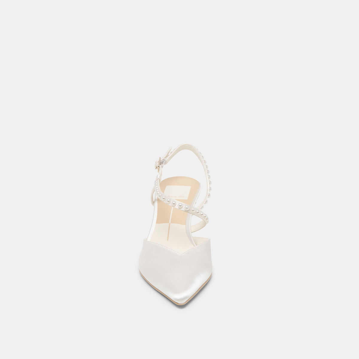 Kamra Pearl True White Satin Mid Heels | Dolce Vita