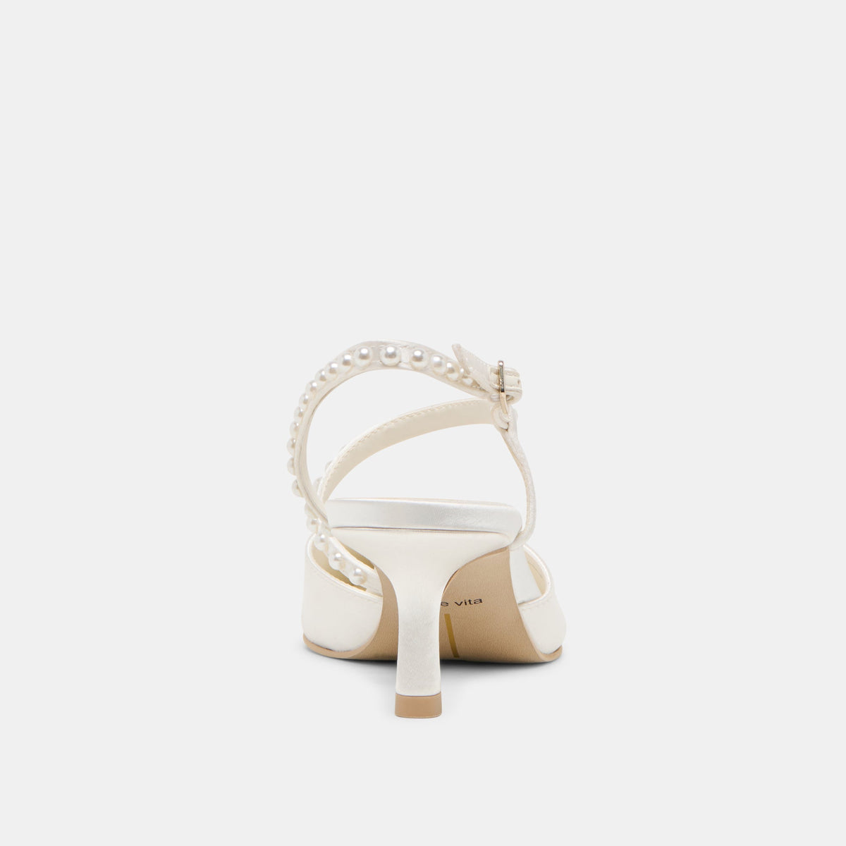 Kamra Pearl True White Satin Mid Heels | Dolce Vita