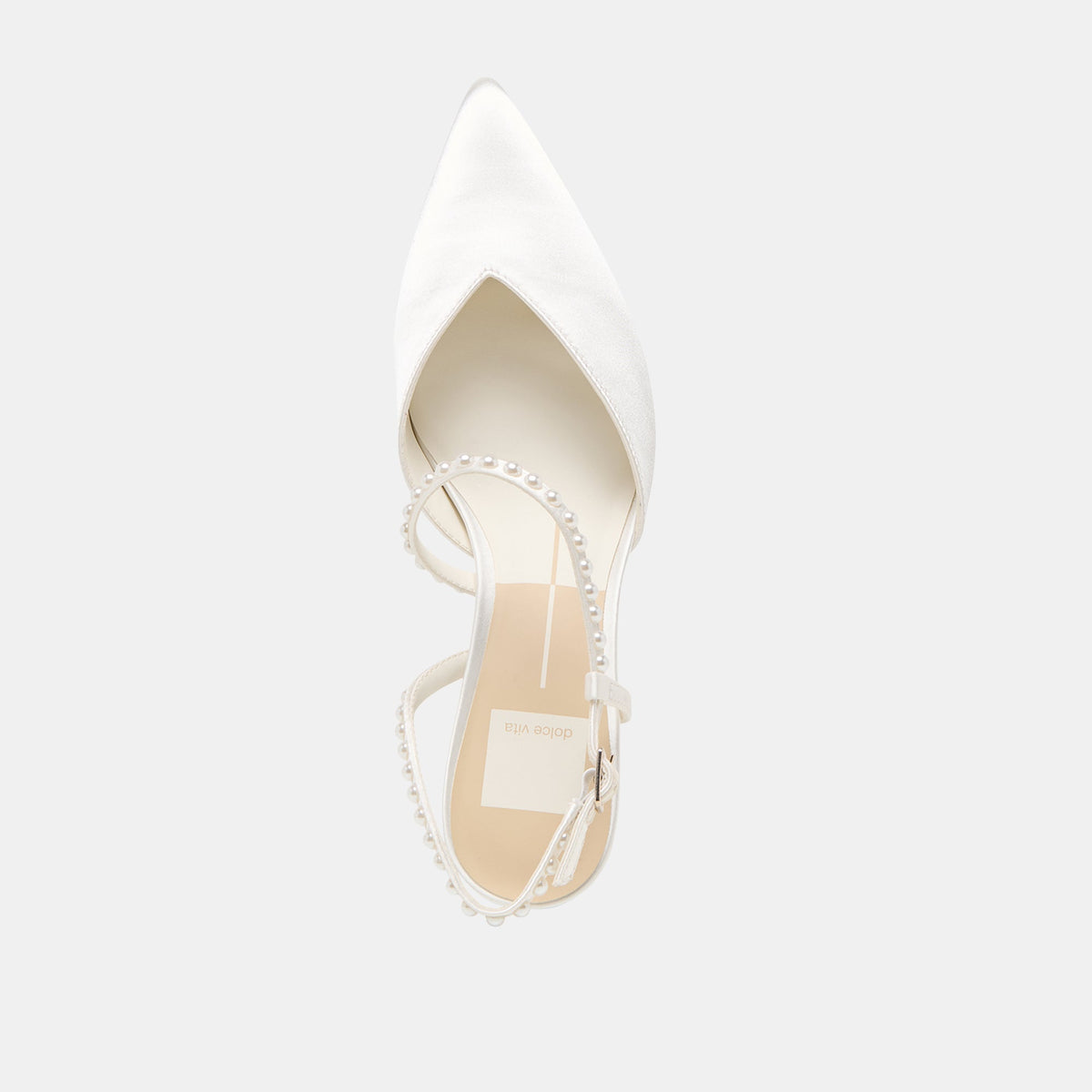 Kamra Pearl True White Satin Mid Heels | Dolce Vita