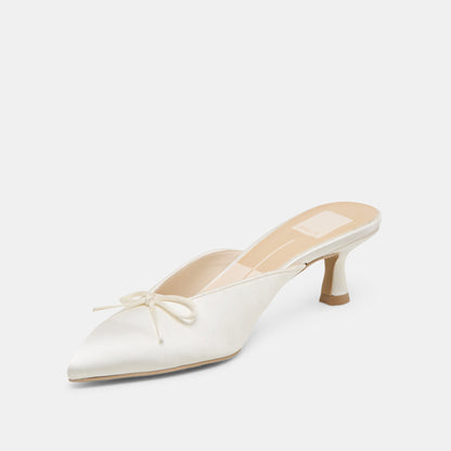 Cleo Off White Satin Heels | Dolce Vita