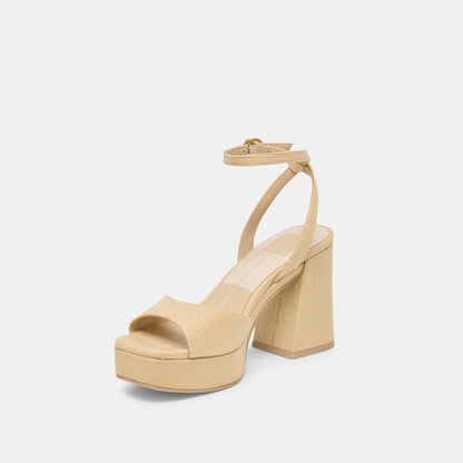 Felica Natural Raffia Heels | Dolce Vita