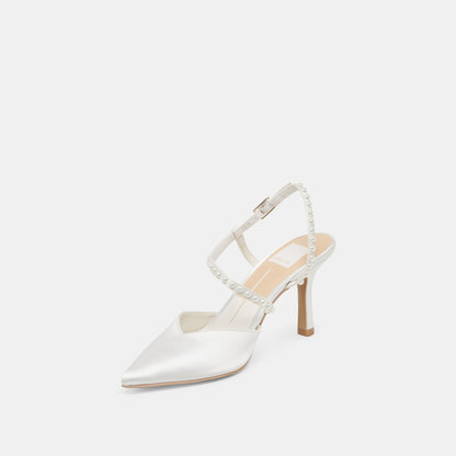 KAMRA PEARL HEELS TRUE WHITE SATIN
 – Dolce Vita | Dolce Vita