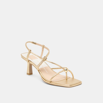 Mylee Gold Distressed Leather Heels | Dolce Vita