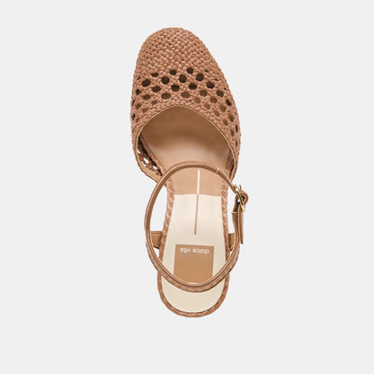Gero Mid Brown Woven Raffia Heels | Dolce Vita