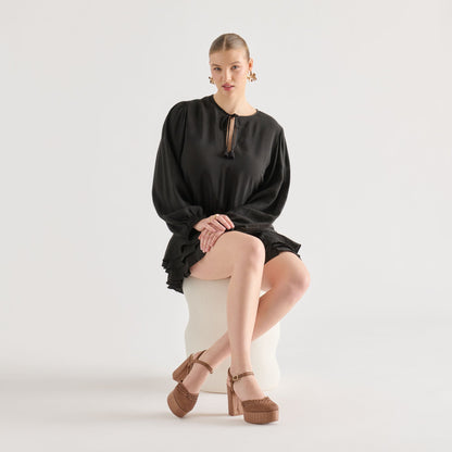Gero Mid Brown Woven Raffia Heels | Dolce Vita