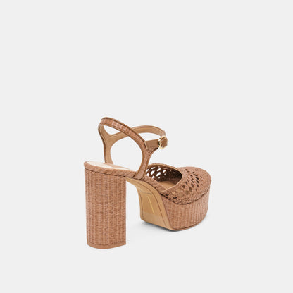 Gero Mid Brown Woven Raffia Heels | Dolce Vita