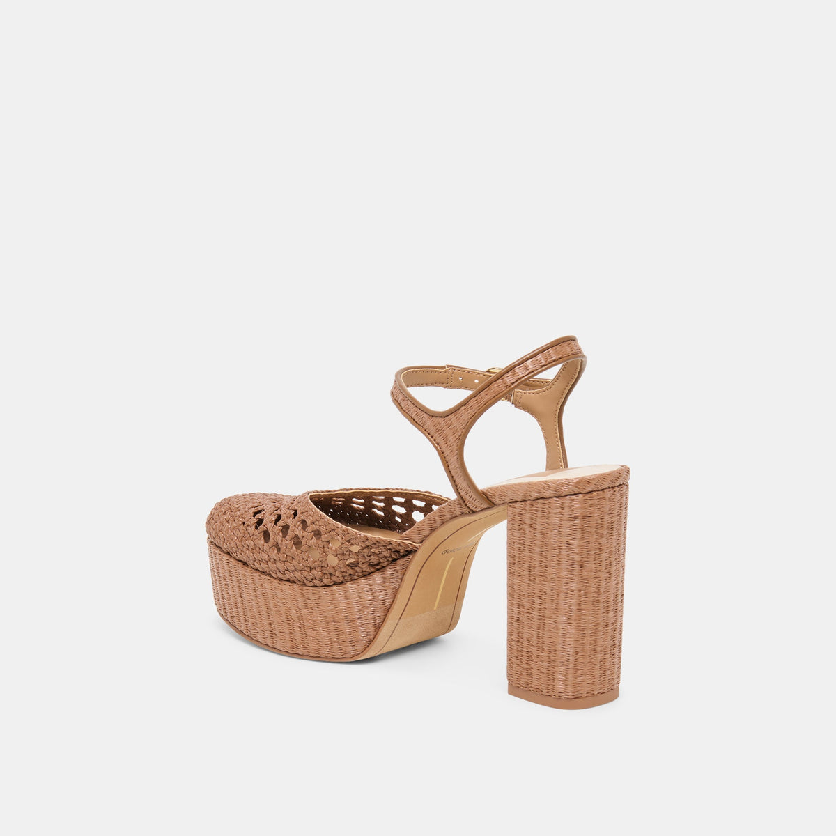 Gero Mid Brown Woven Raffia Heels | Dolce Vita