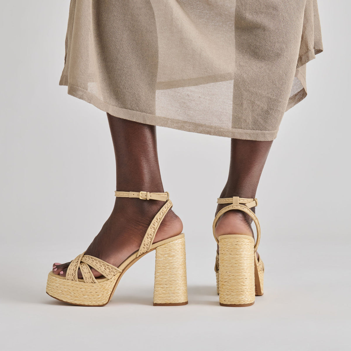 Danila Lt Natural Cross Hatch Raffia Heels | Dolce Vita