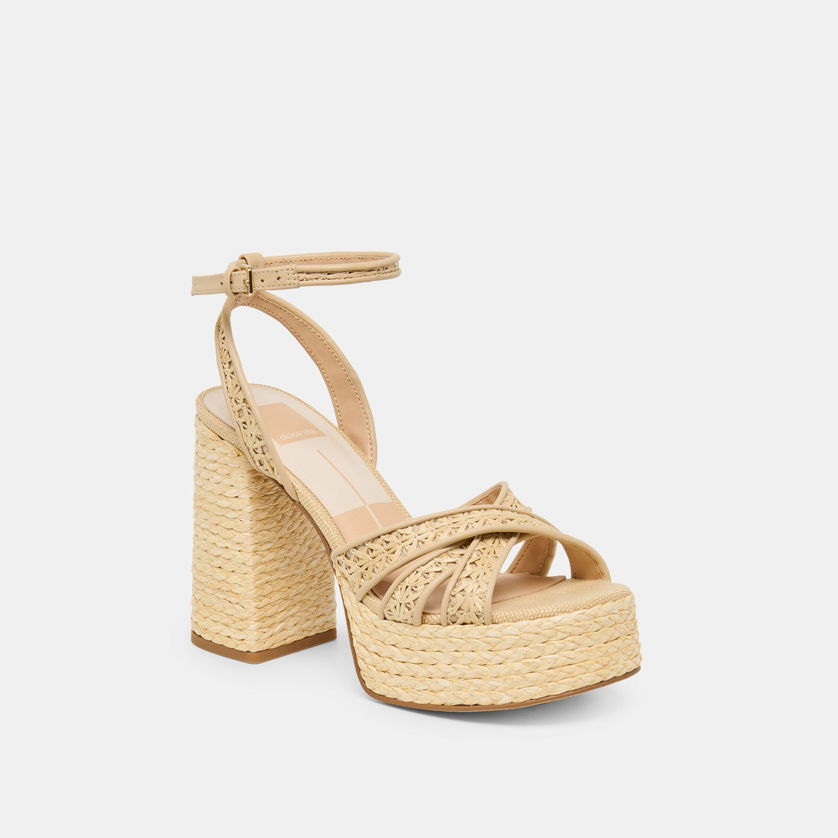 Danila Lt Natural Cross Hatch Raffia Heels | Dolce Vita