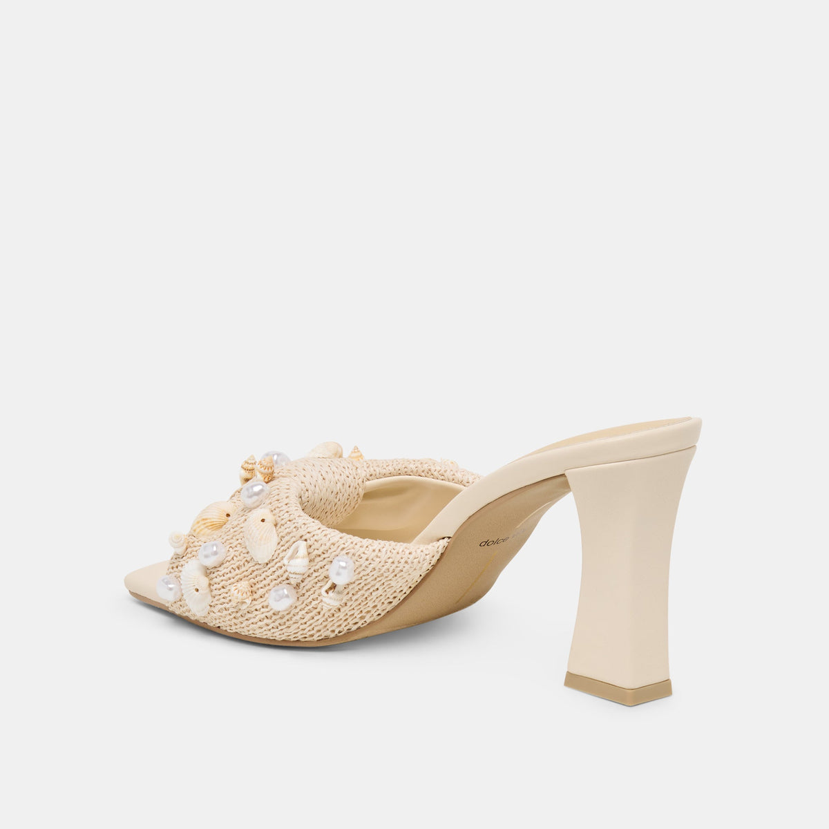 Tylah Oatmeal Beaded Raffia Heels | Dolce Vita