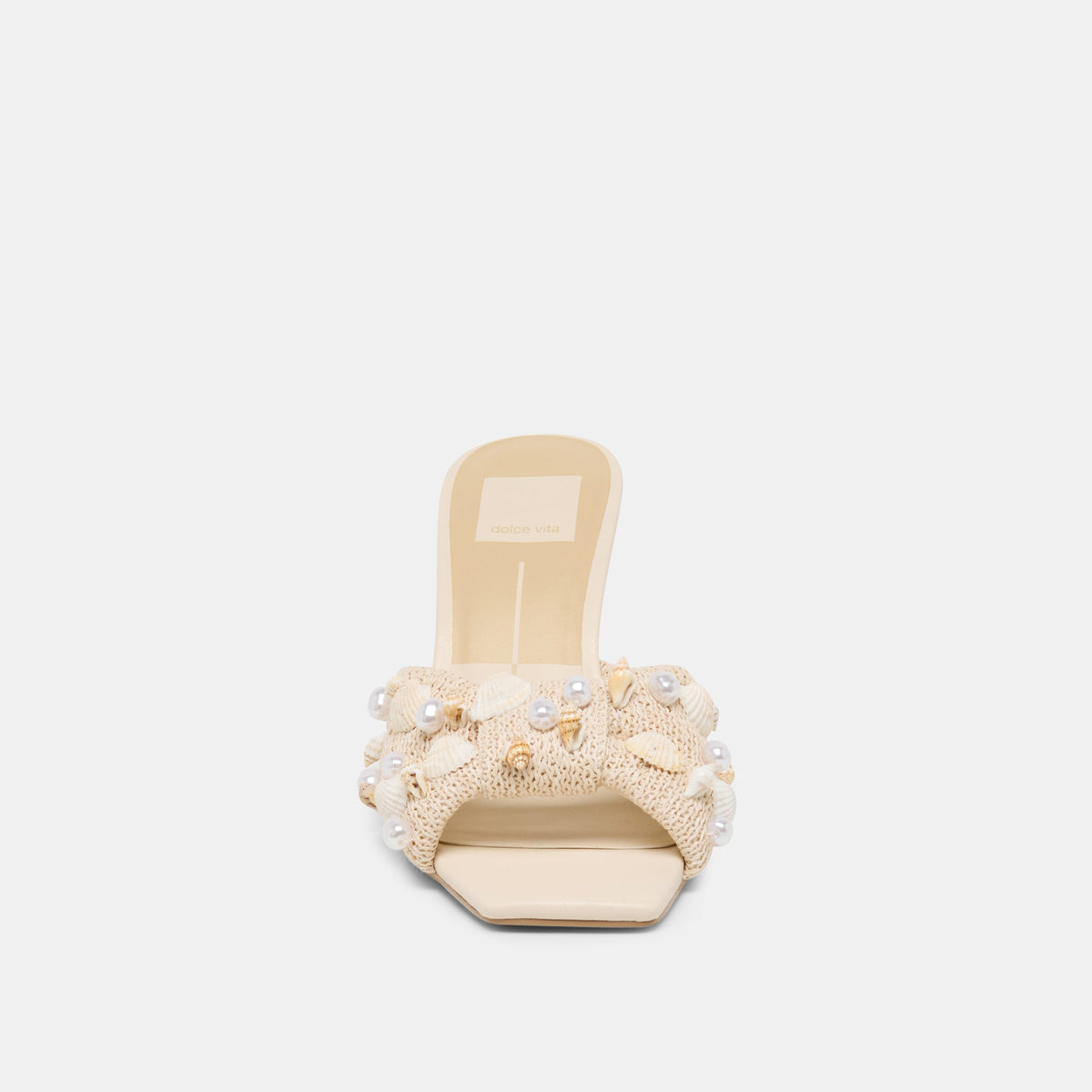 Tylah Oatmeal Beaded Raffia Heels | Dolce Vita