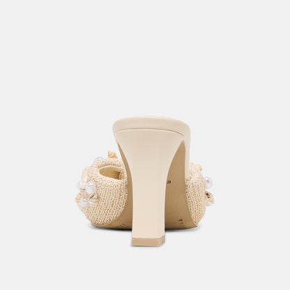 Tylah Oatmeal Beaded Raffia Heels | Dolce Vita