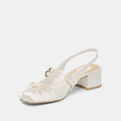 Loris True White Satin Heels | Dolce Vita