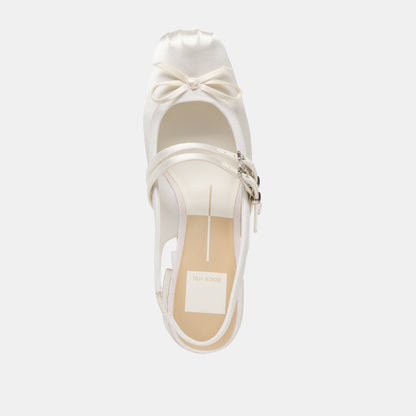Loris True White Satin Heels | Dolce Vita
