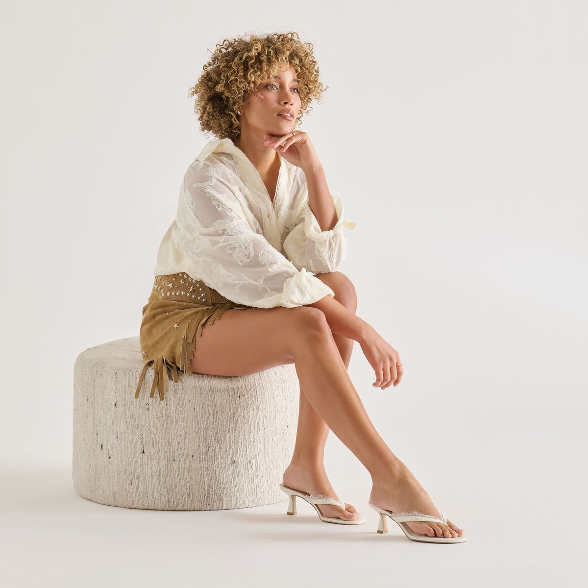 Daksie Lace True White Leather Heels | Dolce Vita