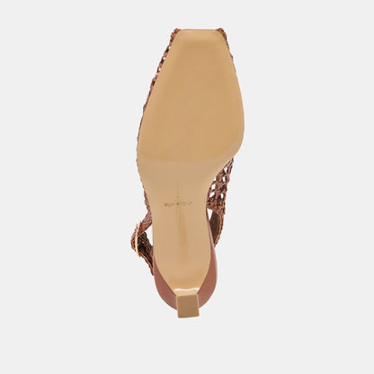 REMLA Tan Woven Leather Peep-Toe Kitten Heel | Dolce Vita