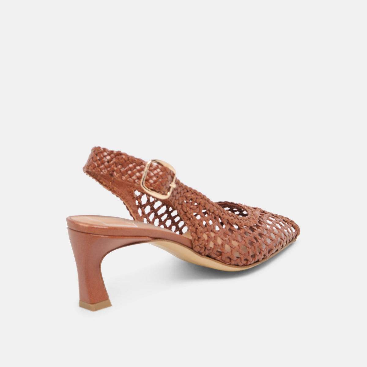REMLA Tan Woven Leather Peep-Toe Kitten Heel | Dolce Vita