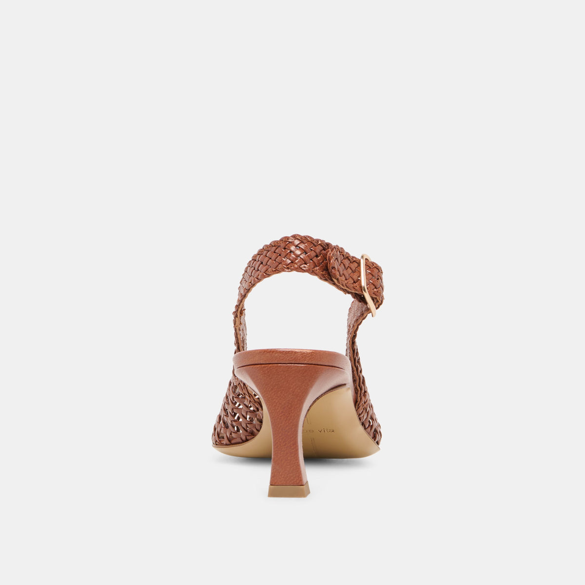 REMLA Tan Woven Leather Peep-Toe Kitten Heel | Dolce Vita
