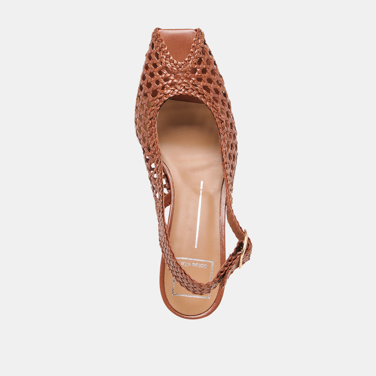 REMLA Tan Woven Leather Peep-Toe Kitten Heel | Dolce Vita