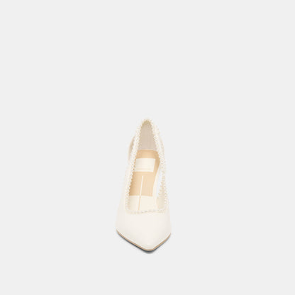 Kelson Pearl True White Leather Heels | Dolce Vita