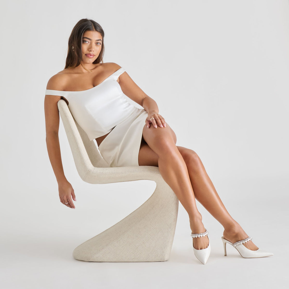 Keli Crystal White Satin Heels | Dolce Vita