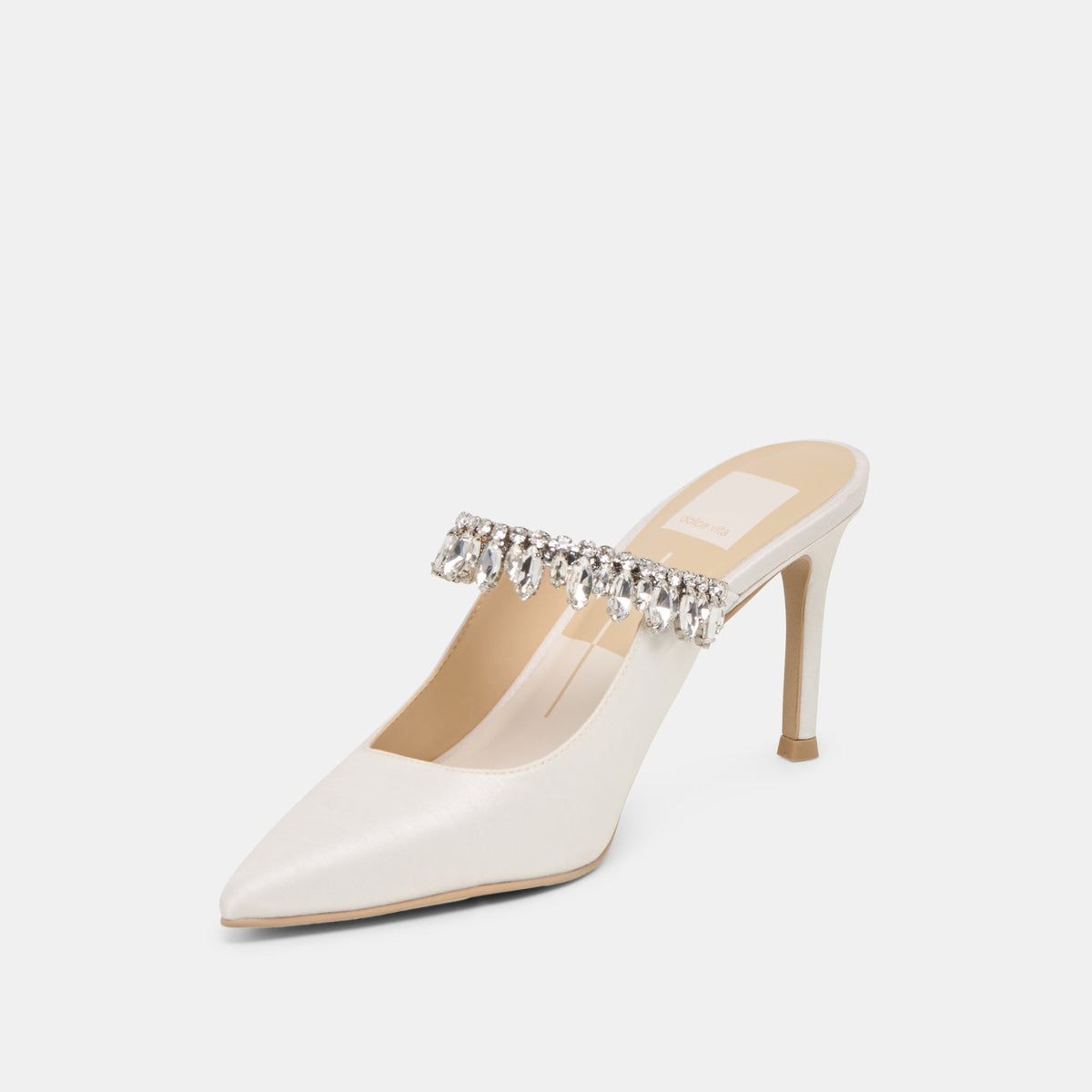 Keli Crystal White Satin Heels | Dolce Vita