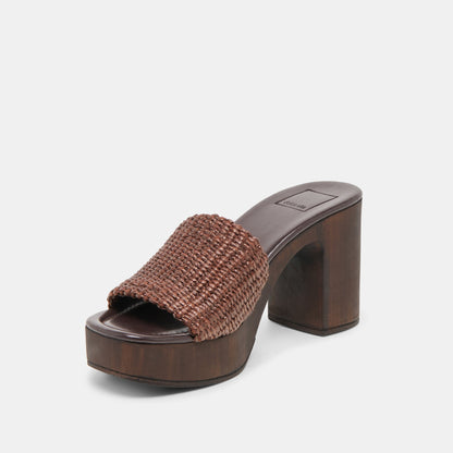 Celest Chocolate Raffia Heels | Dolce Vita