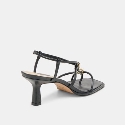 Manji Wide Black Leather Heels | Dolce Vita