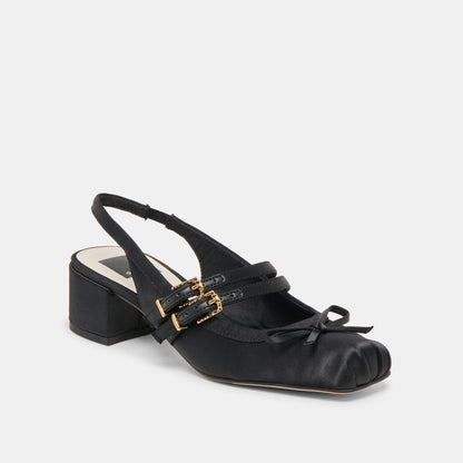 Loris Onyx Satin Heels | Dolce Vita