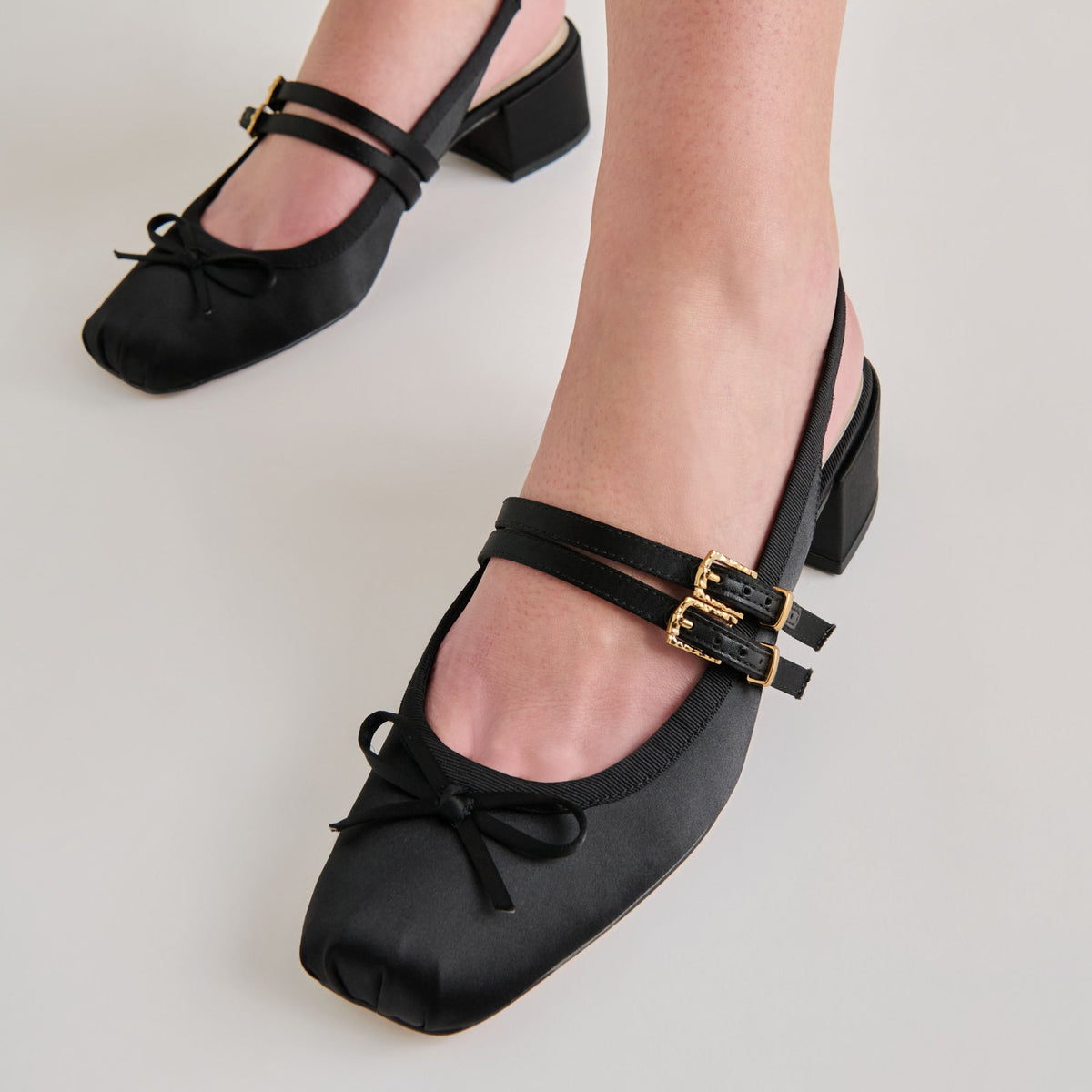 Loris Onyx Satin Heels | Dolce Vita