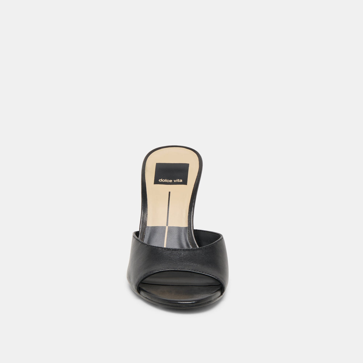 ROSHA Black Leather Open-Toe Mule Heels | Dolce Vita