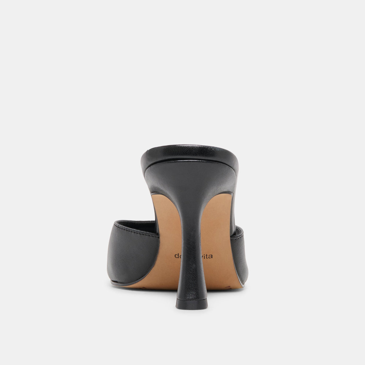 ROSHA Black Leather Open-Toe Mule Heels | Dolce Vita