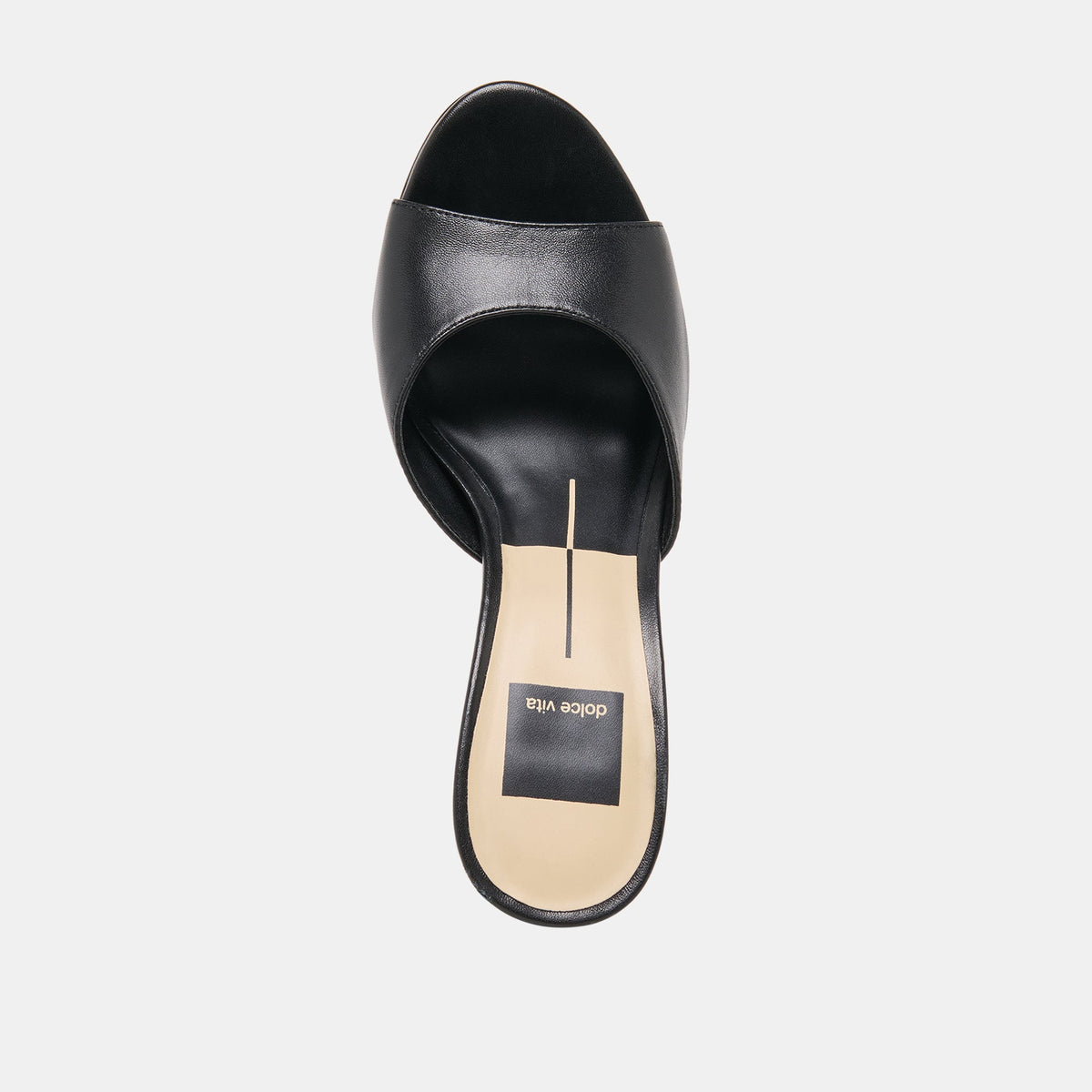 ROSHA Black Leather Open-Toe Mule Heels | Dolce Vita