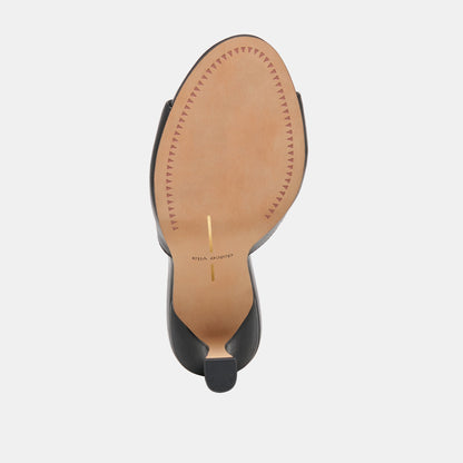 ROSHA Black Leather Open-Toe Mule Heels | Dolce Vita