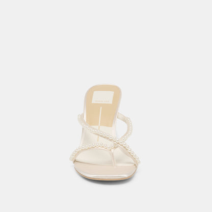 Liano Pearl Off White Satin Heels | Dolce Vita