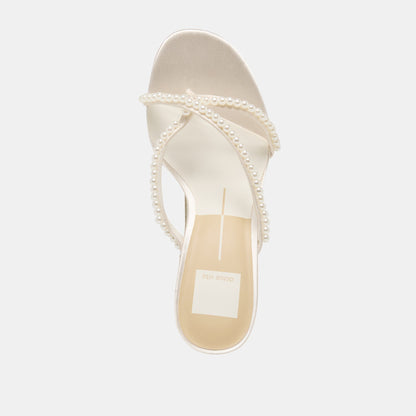 Liano Pearl Off White Satin Heels | Dolce Vita