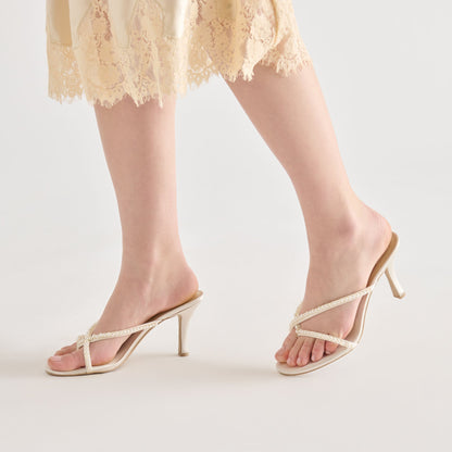 Liano Pearl Off White Satin Heels | Dolce Vita
