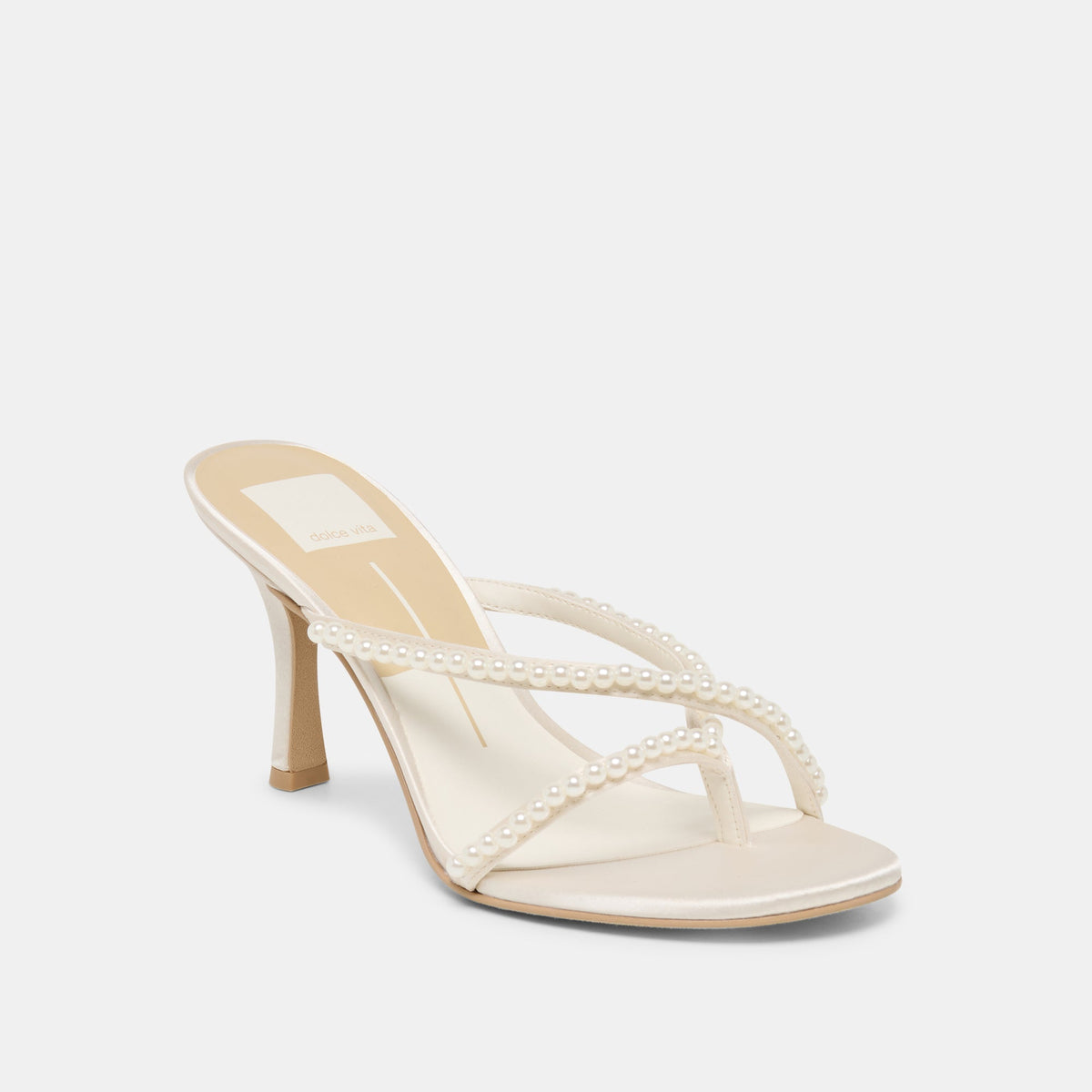 Liano Pearl Off White Satin Heels | Dolce Vita