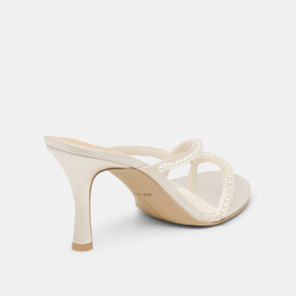 Liano Pearl Off White Satin Heels | Dolce Vita