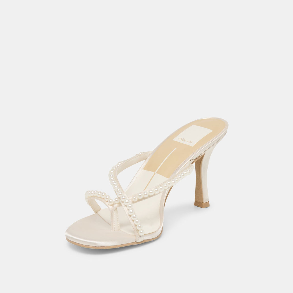 Liano Pearl Off White Satin Heels | Dolce Vita