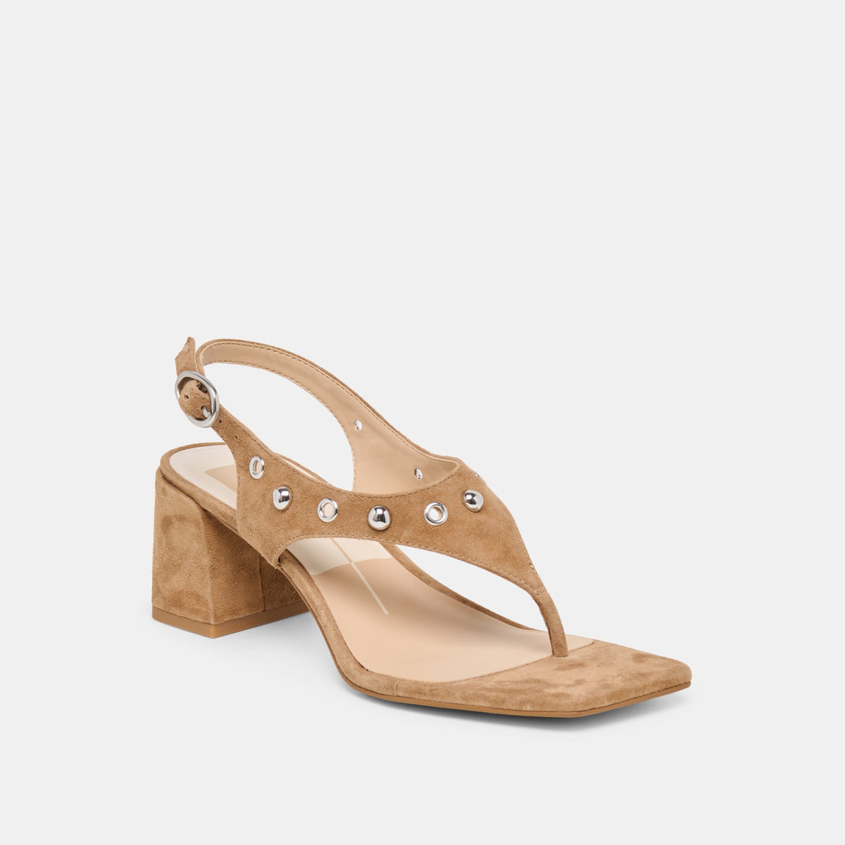 Yves Stud Lt Brown Suede Heels | Dolce Vita