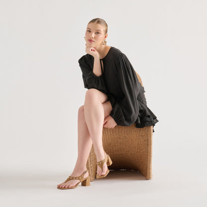 Yves Stud Lt Brown Suede Heels | Dolce Vita