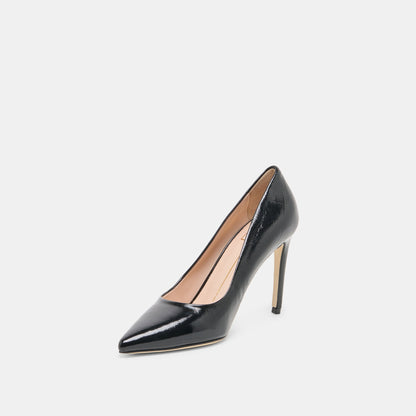 LANKY Black Leather Closed-Toe Pump Stiletto Heels | Dolce Vita