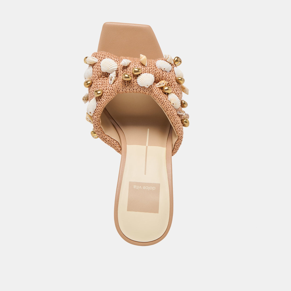 Tylah Toffee Beaded Raffia Heels | Dolce Vita