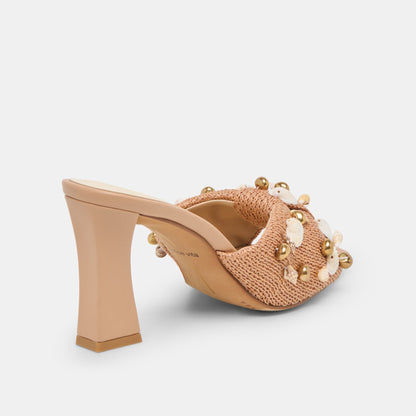 Tylah Toffee Beaded Raffia Heels | Dolce Vita